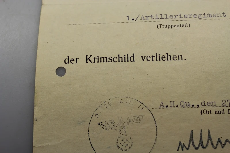 Krimschild-Preisurkunde