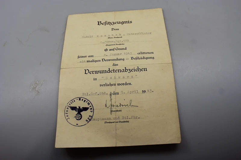 Verwundungsbescheinigung dritter Klasse