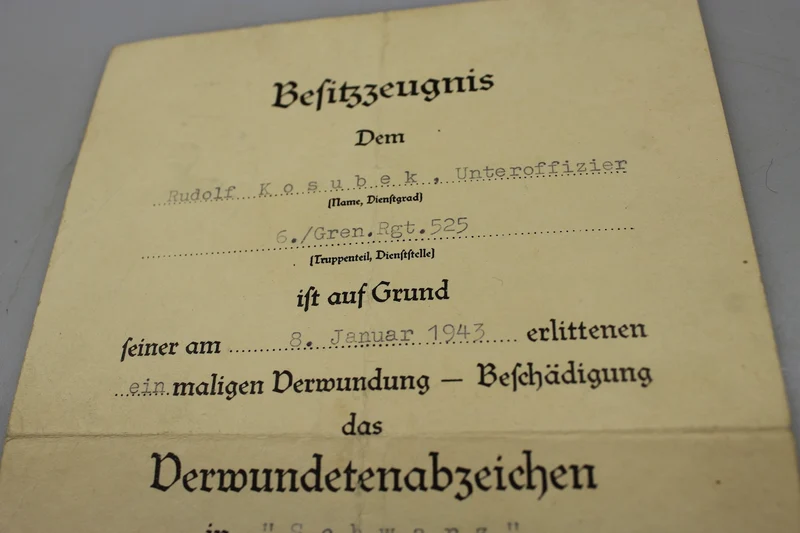 Verwundungsbescheinigung dritter Klasse