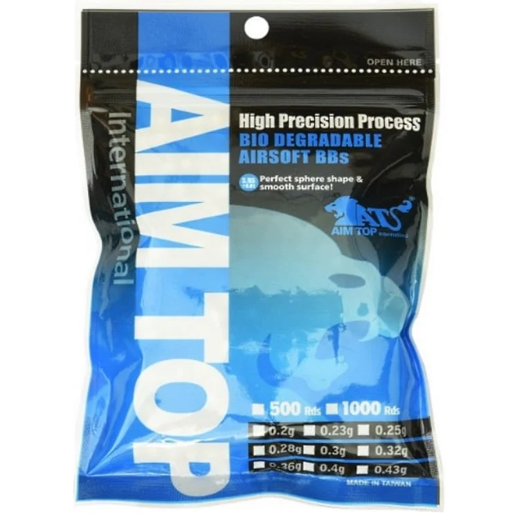 Aim Top Precision Biologisch abbaubare Airsoft BBs 6mm ca 500 Stück -verschiedene Größen-