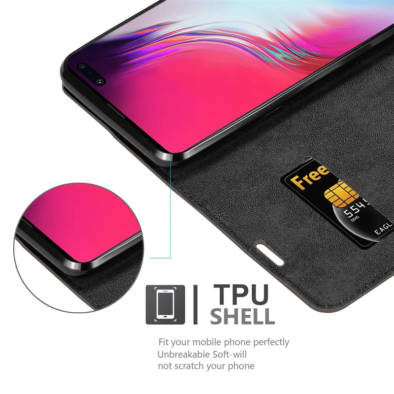 Cadorabo Hülle kompatibel mit Samsung Galaxy S10 5G Schutzhülle mit Magnetverschluss, Standfunktion und Kartenfach