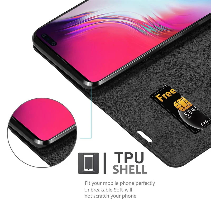 Cadorabo Hülle kompatibel mit Samsung Galaxy S10 5G Schutzhülle mit Magnetverschluss, Standfunktion und Kartenfach