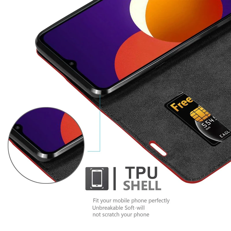 Cadorabo Hülle kompatibel mit Samsung Galaxy A12 / M12 Schutzhülle mit Magnetverschluss, Standfunktion und Kartenfach