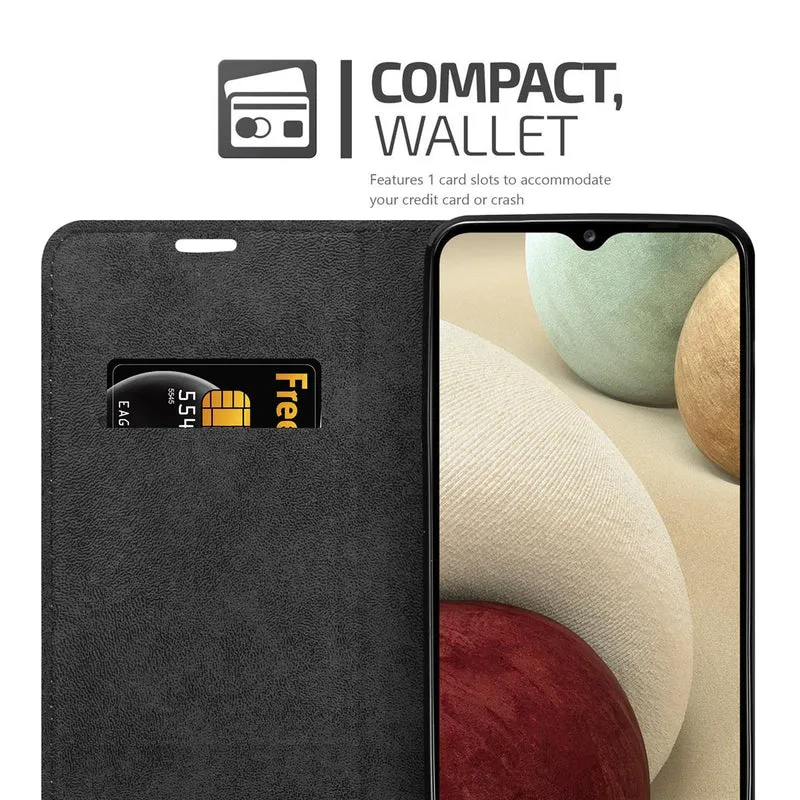 Cadorabo Hülle kompatibel mit Samsung Galaxy A12 / M12 Schutzhülle mit Magnetverschluss, Standfunktion und Kartenfach