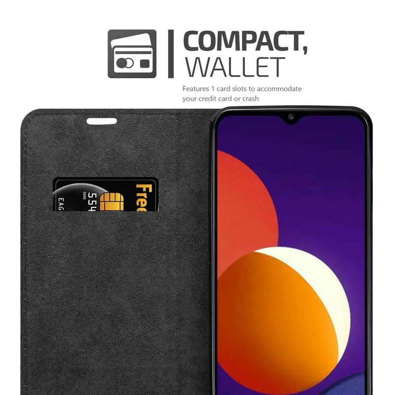 Cadorabo Hülle kompatibel mit Samsung Galaxy A12 / M12 Schutzhülle mit Magnetverschluss, Standfunktion und Kartenfach
