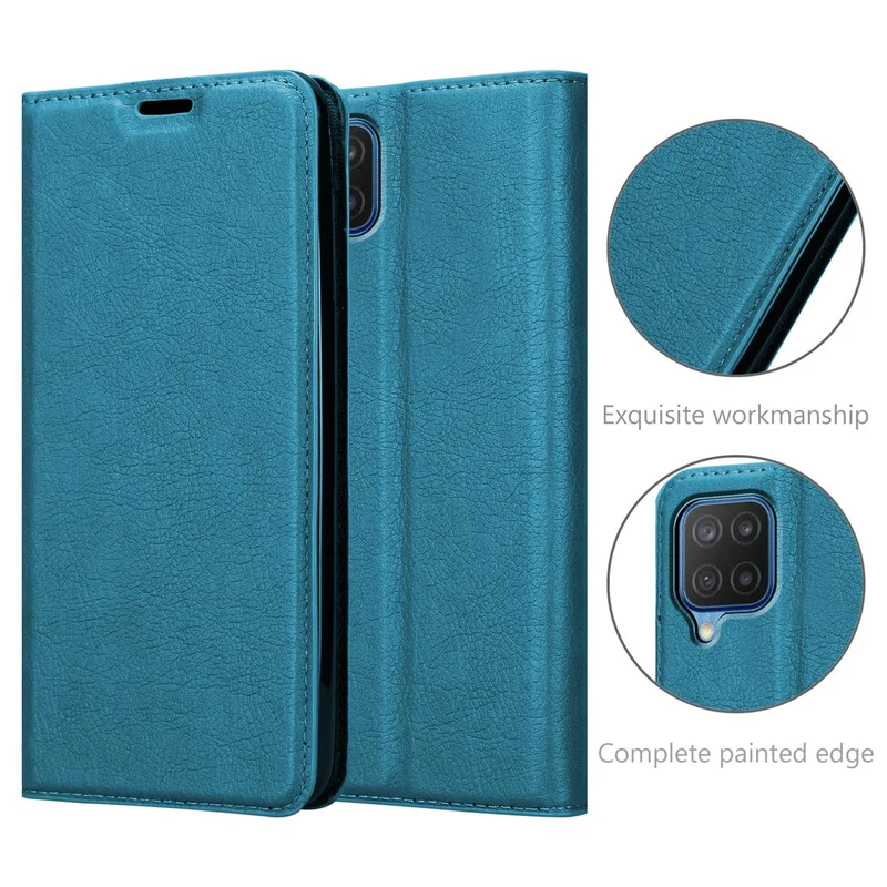 Cadorabo Hülle kompatibel mit Samsung Galaxy A12 / M12 Schutzhülle mit Magnetverschluss, Standfunktion und Kartenfach