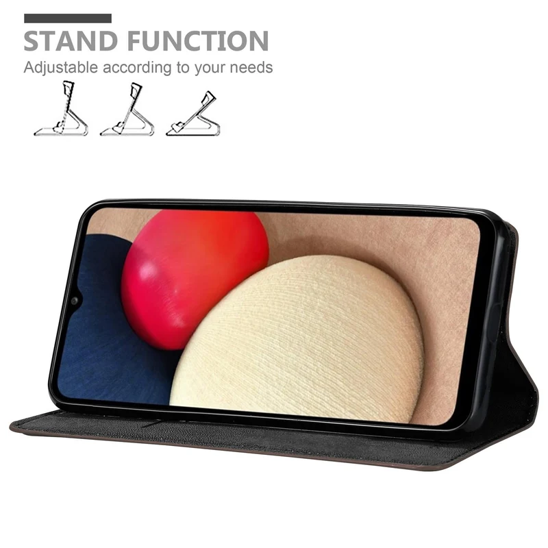 Cadorabo Hülle kompatibel mit Samsung Galaxy A02s Schutzhülle mit Magnetverschluss, Standfunktion und Kartenfach