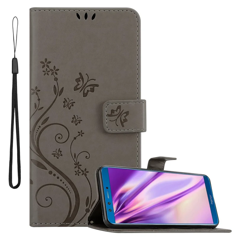 Cadorabo Hülle kompatibel mit Honor 9 LITE Schutzhülle im Blumen Design mit Magnetverschluss, Standfunktion und Kartenfächern