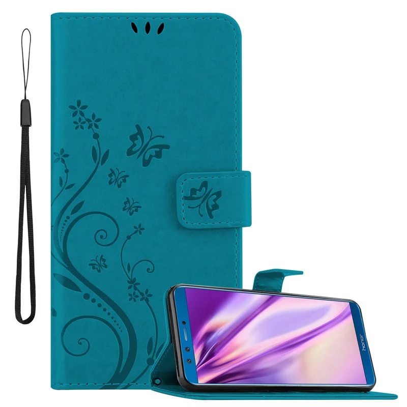 Cadorabo Hülle kompatibel mit Honor 9 LITE Schutzhülle im Blumen Design mit Magnetverschluss, Standfunktion und Kartenfächern