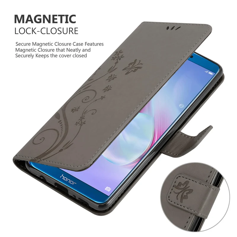 Cadorabo Hülle kompatibel mit Honor 9 LITE Schutzhülle im Blumen Design mit Magnetverschluss, Standfunktion und Kartenfächern