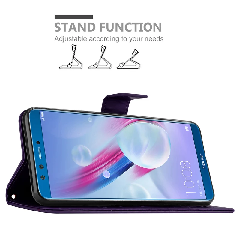 Cadorabo Hülle kompatibel mit Honor 9 LITE Schutzhülle im Blumen Design mit Magnetverschluss, Standfunktion und Kartenfächern