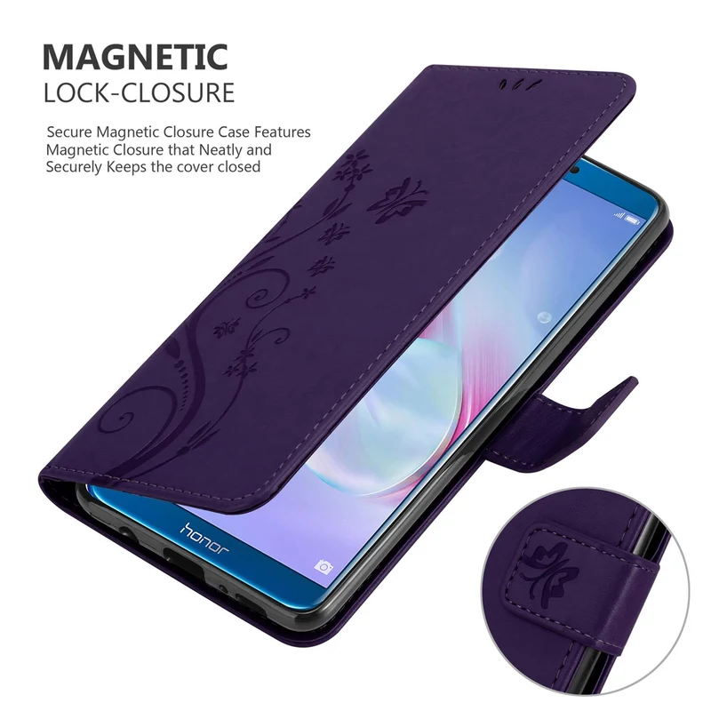 Cadorabo Hülle kompatibel mit Honor 9 LITE Schutzhülle im Blumen Design mit Magnetverschluss, Standfunktion und Kartenfächern