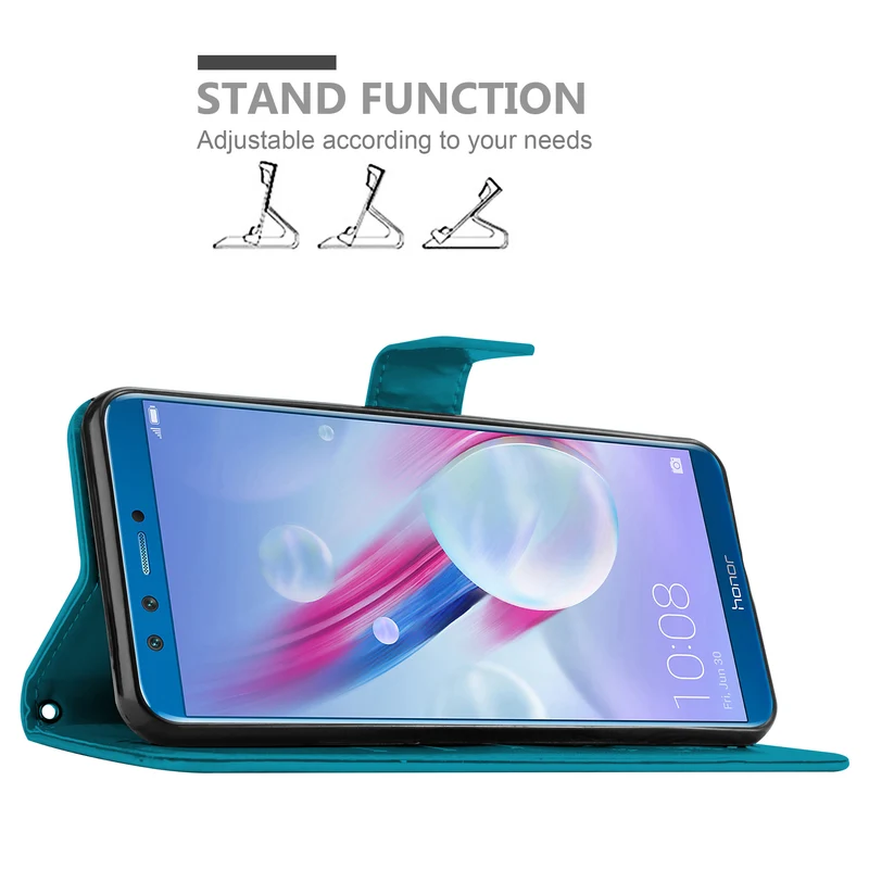 Cadorabo Hülle kompatibel mit Honor 9 LITE Schutzhülle im Blumen Design mit Magnetverschluss, Standfunktion und Kartenfächern