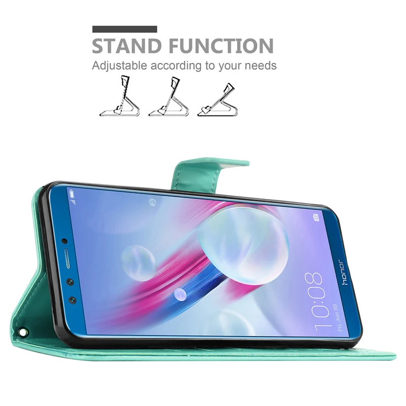 Cadorabo Hülle kompatibel mit Honor 9 LITE Schutzhülle im Blumen Design mit Magnetverschluss, Standfunktion und Kartenfächern