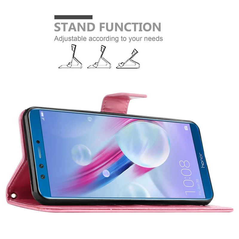 Cadorabo Hülle kompatibel mit Honor 9 LITE Schutzhülle im Blumen Design mit Magnetverschluss, Standfunktion und Kartenfächern