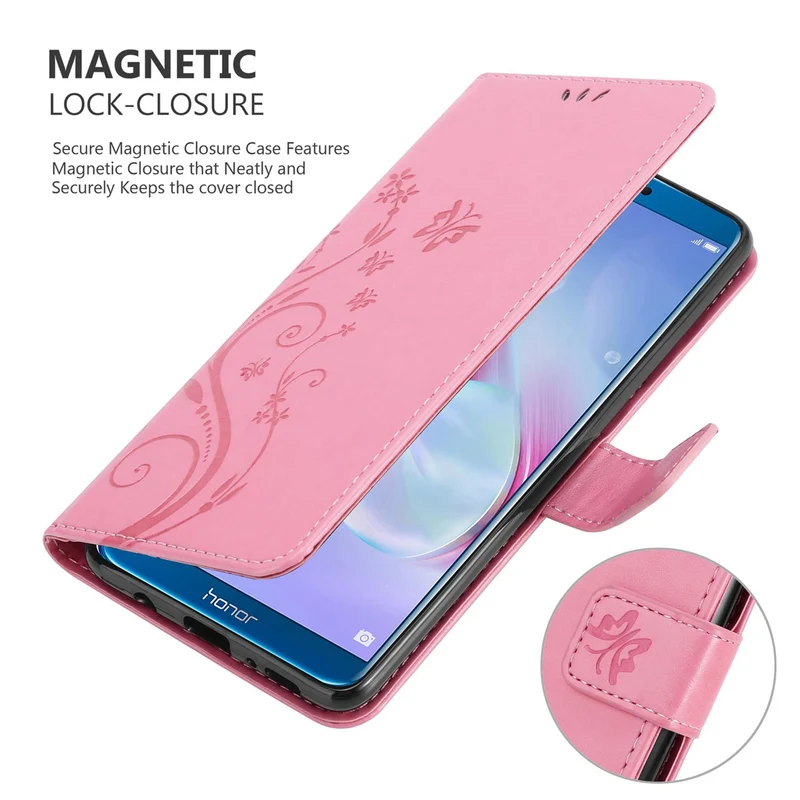 Cadorabo Hülle kompatibel mit Honor 9 LITE Schutzhülle im Blumen Design mit Magnetverschluss, Standfunktion und Kartenfächern