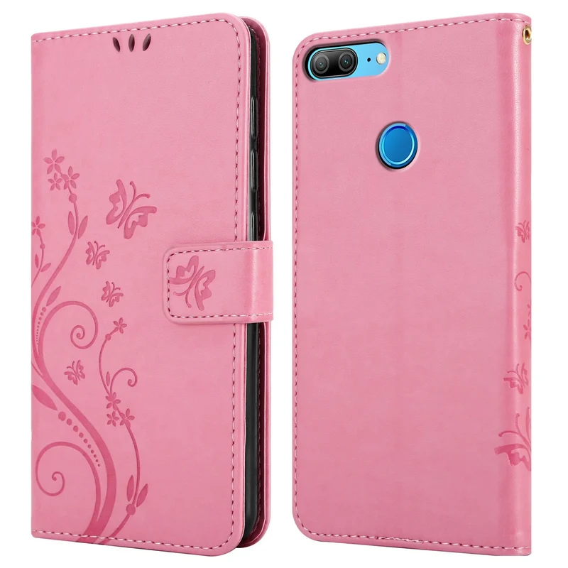 Cadorabo Hülle kompatibel mit Honor 9 LITE Schutzhülle im Blumen Design mit Magnetverschluss, Standfunktion und Kartenfächern