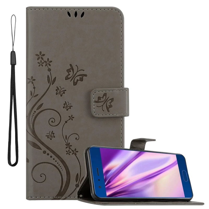 Cadorabo Hülle kompatibel mit Honor 9 Schutzhülle im Blumen Design mit Magnetverschluss, Standfunktion und Kartenfächern