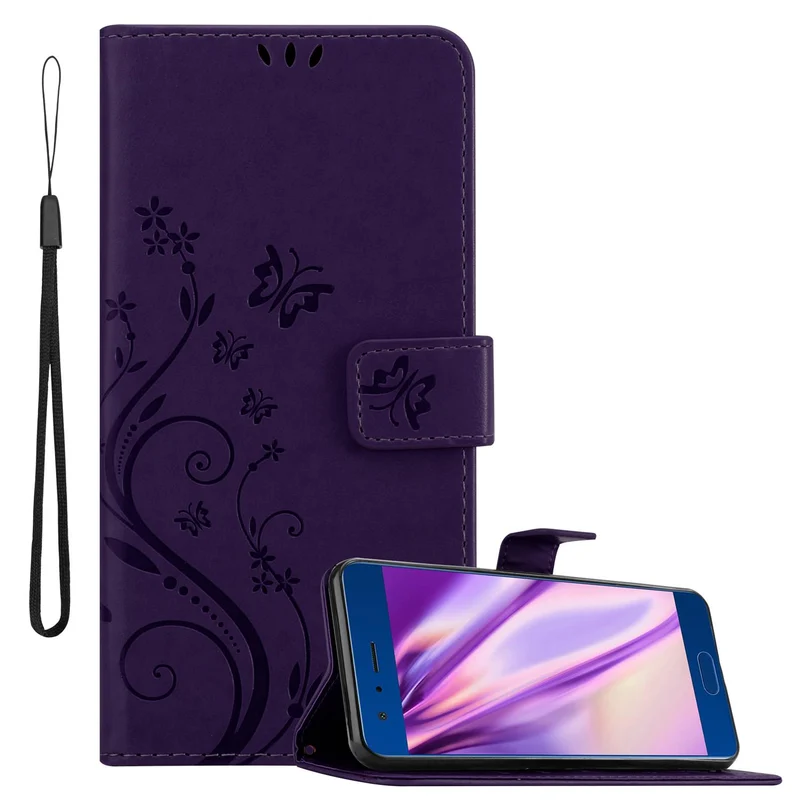 Cadorabo Hülle kompatibel mit Honor 9 Schutzhülle im Blumen Design mit Magnetverschluss, Standfunktion und Kartenfächern