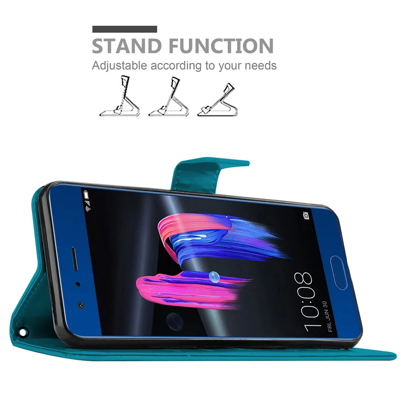 Cadorabo Hülle kompatibel mit Honor 9 Schutzhülle im Blumen Design mit Magnetverschluss, Standfunktion und Kartenfächern