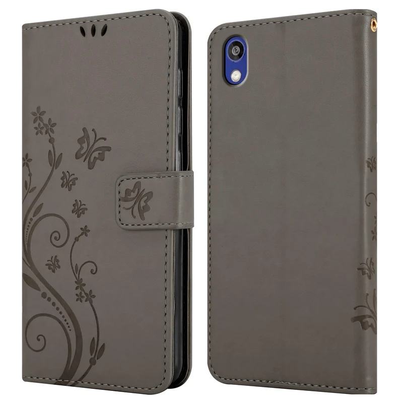 Cadorabo Hülle kompatibel mit Huawei Y5 2019 / Enjoy Play 8 / Honor 8S Schutzhülle im Blumen Design mit Magnetverschluss, Standfunktion und Kartenfächern