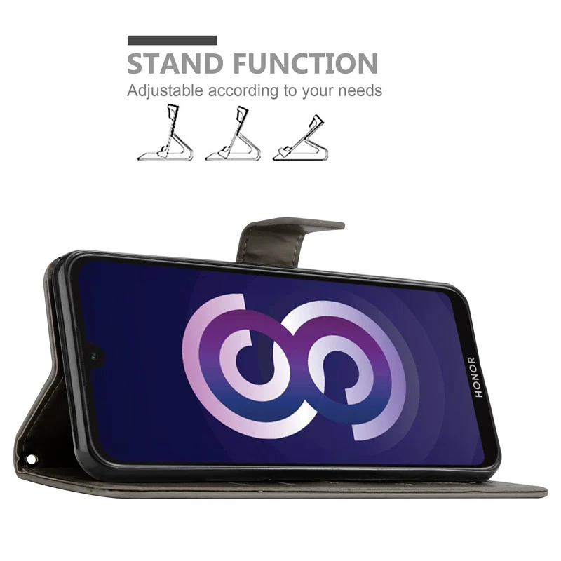 Cadorabo Hülle kompatibel mit Huawei Y5 2019 / Enjoy Play 8 / Honor 8S Schutzhülle im Blumen Design mit Magnetverschluss, Standfunktion und Kartenfächern