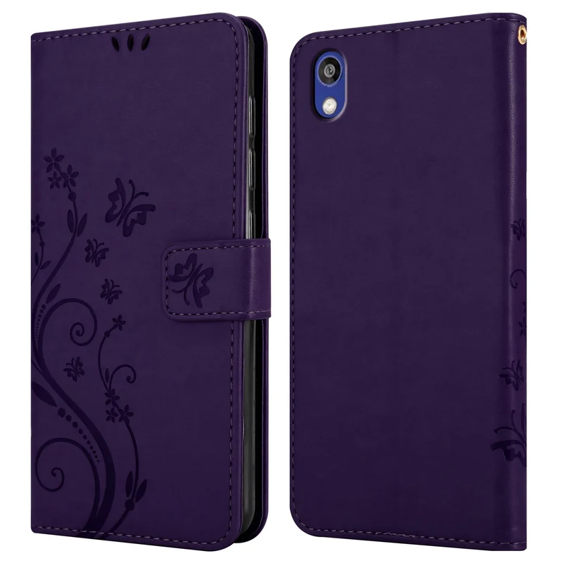 Cadorabo Hülle kompatibel mit Huawei Y5 2019 / Enjoy Play 8 / Honor 8S Schutzhülle im Blumen Design mit Magnetverschluss, Standfunktion und Kartenfächern