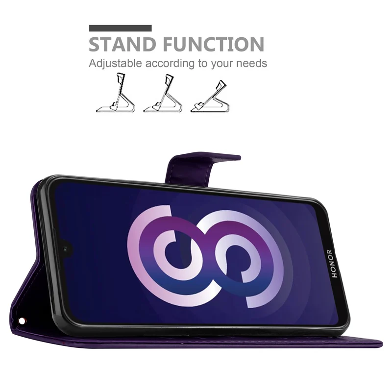 Cadorabo Hülle kompatibel mit Huawei Y5 2019 / Enjoy Play 8 / Honor 8S Schutzhülle im Blumen Design mit Magnetverschluss, Standfunktion und Kartenfächern