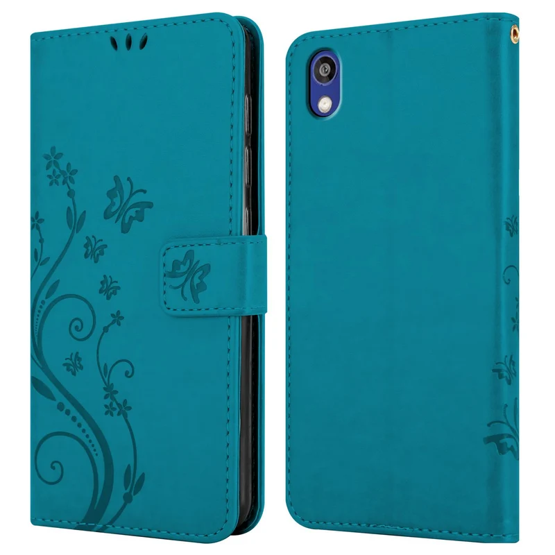 Cadorabo Hülle kompatibel mit Huawei Y5 2019 / Enjoy Play 8 / Honor 8S Schutzhülle im Blumen Design mit Magnetverschluss, Standfunktion und Kartenfächern
