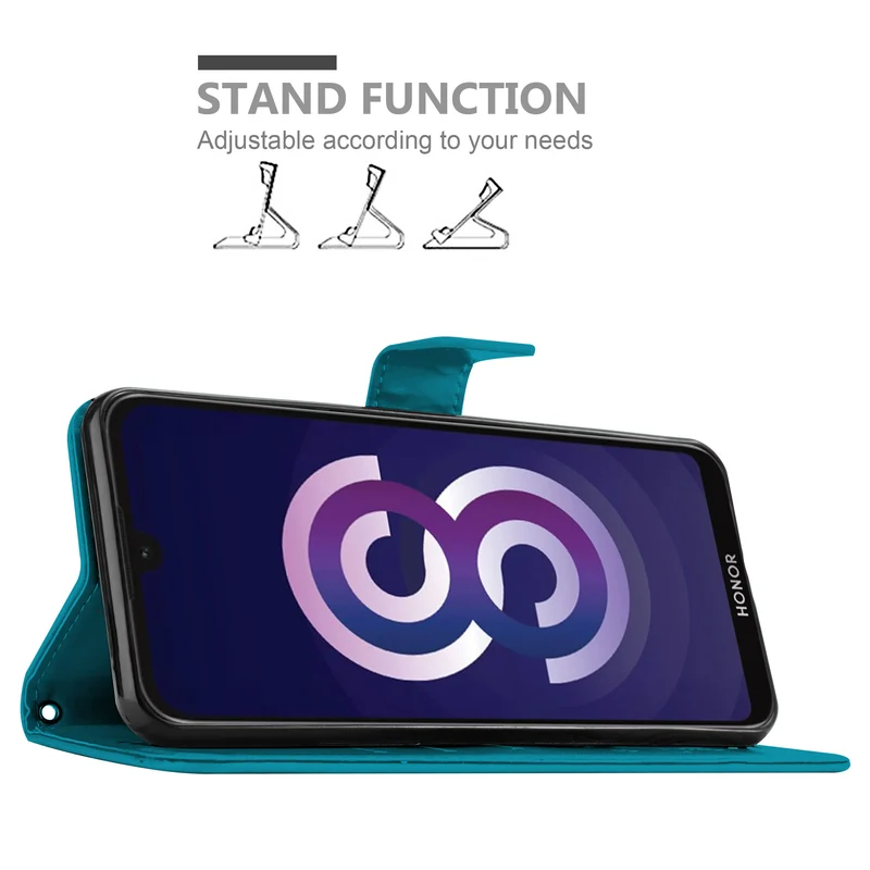Cadorabo Hülle kompatibel mit Huawei Y5 2019 / Enjoy Play 8 / Honor 8S Schutzhülle im Blumen Design mit Magnetverschluss, Standfunktion und Kartenfächern