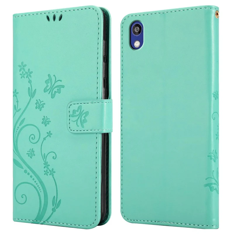 Cadorabo Hülle kompatibel mit Huawei Y5 2019 / Enjoy Play 8 / Honor 8S Schutzhülle im Blumen Design mit Magnetverschluss, Standfunktion und Kartenfächern