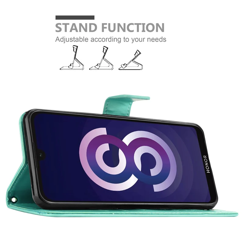 Cadorabo Hülle kompatibel mit Huawei Y5 2019 / Enjoy Play 8 / Honor 8S Schutzhülle im Blumen Design mit Magnetverschluss, Standfunktion und Kartenfächern