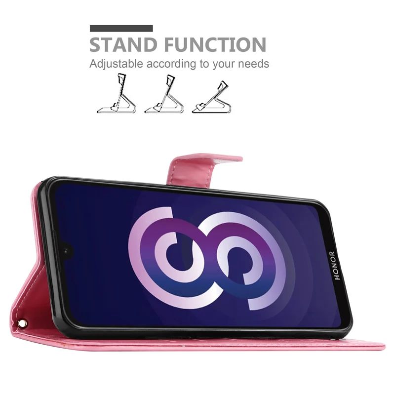 Cadorabo Hülle kompatibel mit Huawei Y5 2019 / Enjoy Play 8 / Honor 8S Schutzhülle im Blumen Design mit Magnetverschluss, Standfunktion und Kartenfächern