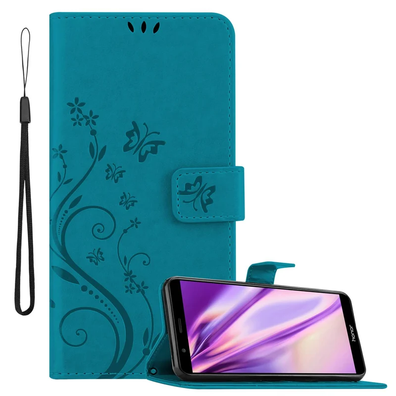 Cadorabo Hülle kompatibel mit Honor 7X Schutzhülle im Blumen Design mit Magnetverschluss, Standfunktion und Kartenfächern