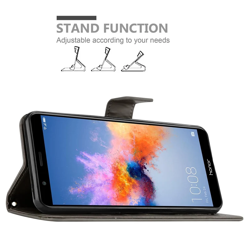 Cadorabo Hülle kompatibel mit Honor 7X Schutzhülle im Blumen Design mit Magnetverschluss, Standfunktion und Kartenfächern
