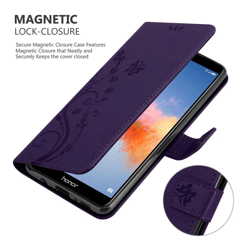 Cadorabo Hülle kompatibel mit Honor 7X Schutzhülle im Blumen Design mit Magnetverschluss, Standfunktion und Kartenfächern