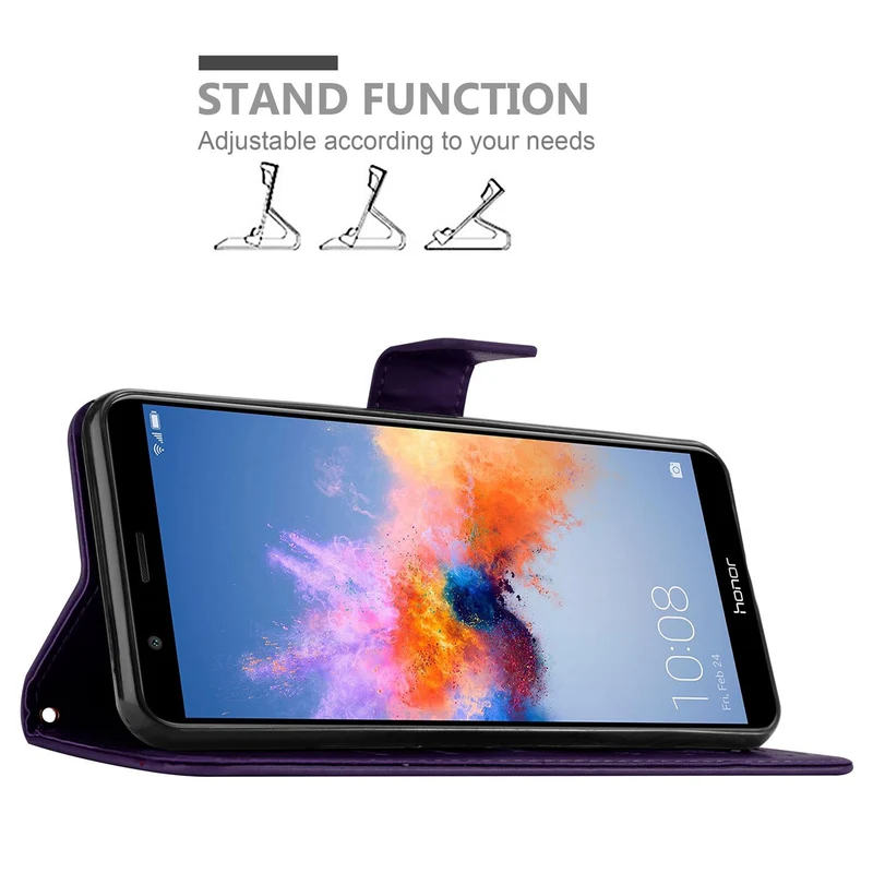 Cadorabo Hülle kompatibel mit Honor 7X Schutzhülle im Blumen Design mit Magnetverschluss, Standfunktion und Kartenfächern
