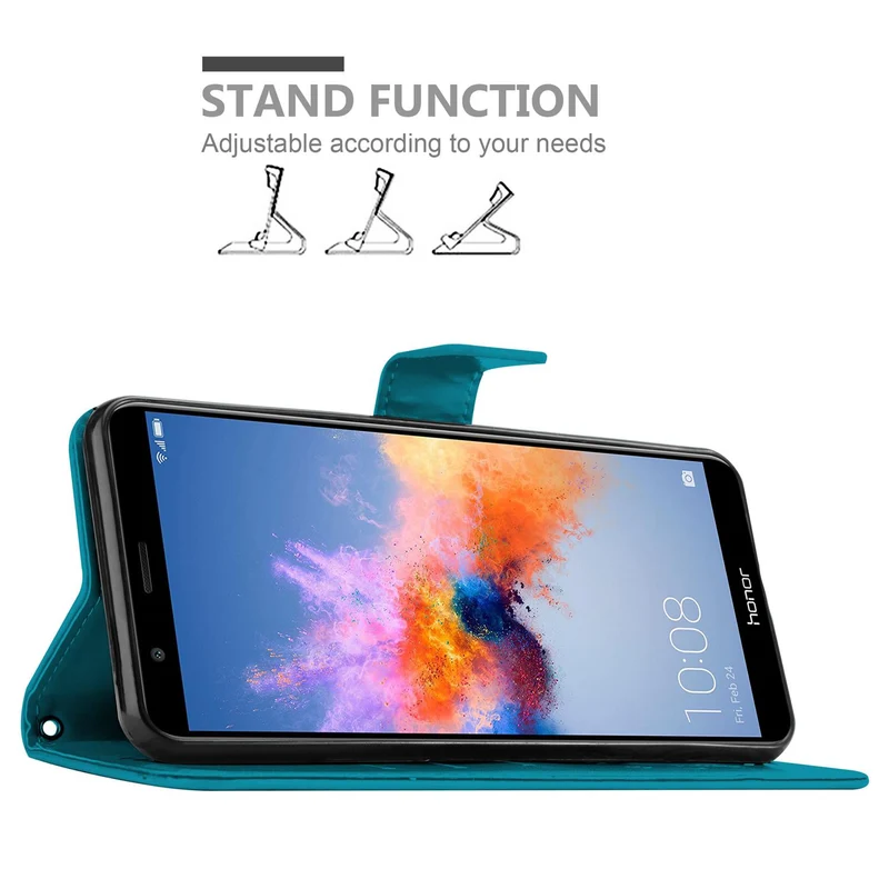 Cadorabo Hülle kompatibel mit Honor 7X Schutzhülle im Blumen Design mit Magnetverschluss, Standfunktion und Kartenfächern