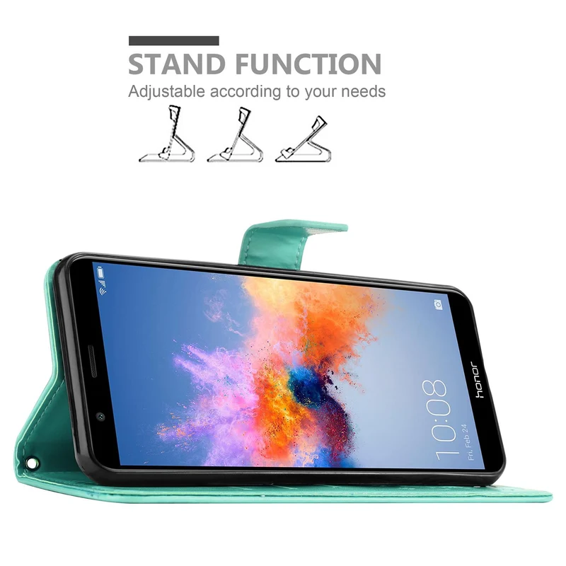 Cadorabo Hülle kompatibel mit Honor 7X Schutzhülle im Blumen Design mit Magnetverschluss, Standfunktion und Kartenfächern