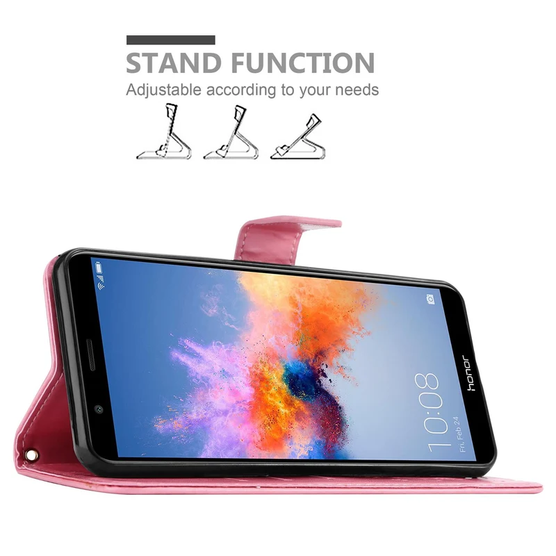 Cadorabo Hülle kompatibel mit Honor 7X Schutzhülle im Blumen Design mit Magnetverschluss, Standfunktion und Kartenfächern
