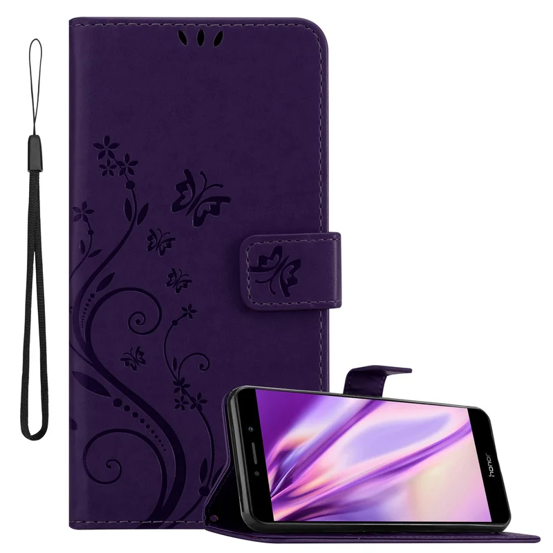 Cadorabo Hülle kompatibel mit Huawei MATE 9 LITE / GR5 2017 / Honor 6X Schutzhülle im Blumen Design mit Magnetverschluss, Standfunktion und Kartenfächern