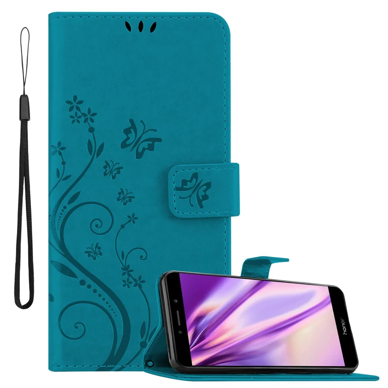 Cadorabo Hülle kompatibel mit Huawei MATE 9 LITE / GR5 2017 / Honor 6X Schutzhülle im Blumen Design mit Magnetverschluss, Standfunktion und Kartenfächern