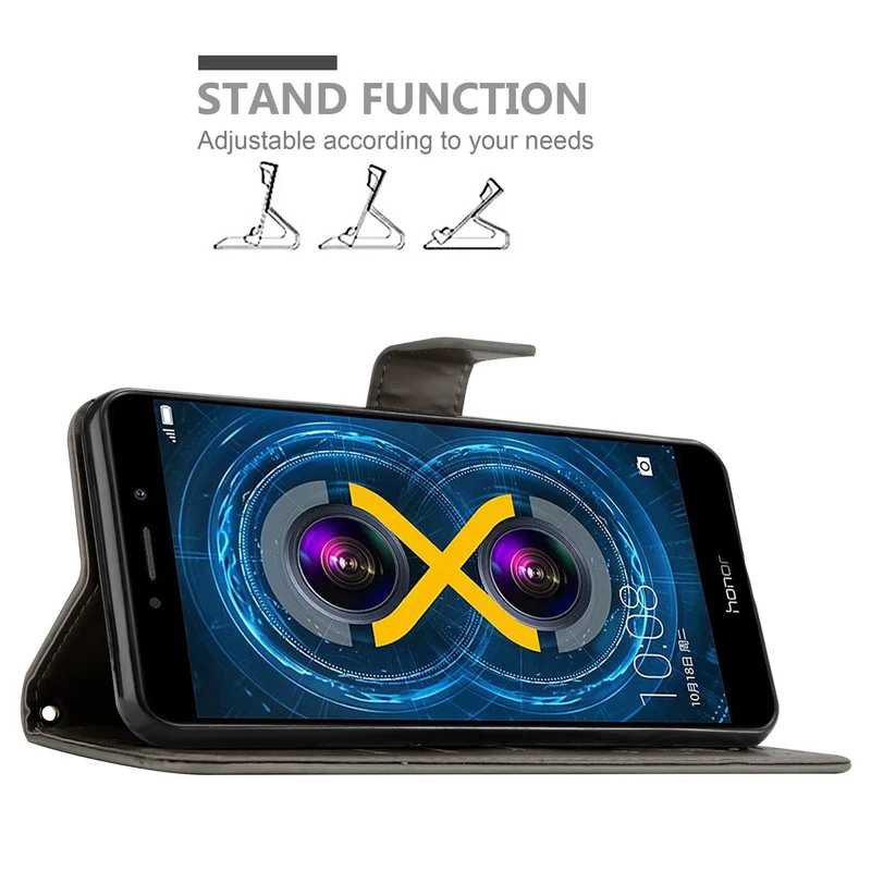 Cadorabo Hülle kompatibel mit Huawei MATE 9 LITE / GR5 2017 / Honor 6X Schutzhülle im Blumen Design mit Magnetverschluss, Standfunktion und Kartenfächern