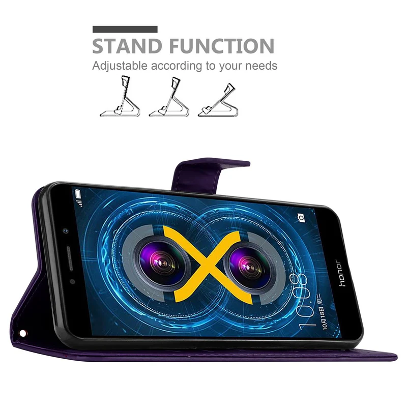 Cadorabo Hülle kompatibel mit Huawei MATE 9 LITE / GR5 2017 / Honor 6X Schutzhülle im Blumen Design mit Magnetverschluss, Standfunktion und Kartenfächern
