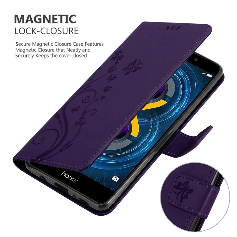 Cadorabo Hülle kompatibel mit Huawei MATE 9 LITE / GR5 2017 / Honor 6X Schutzhülle im Blumen Design mit Magnetverschluss, Standfunktion und Kartenfächern
