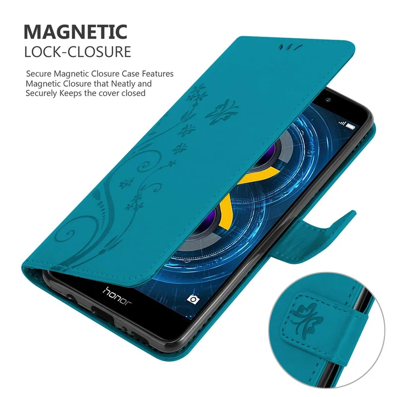 Cadorabo Hülle kompatibel mit Huawei MATE 9 LITE / GR5 2017 / Honor 6X Schutzhülle im Blumen Design mit Magnetverschluss, Standfunktion und Kartenfächern