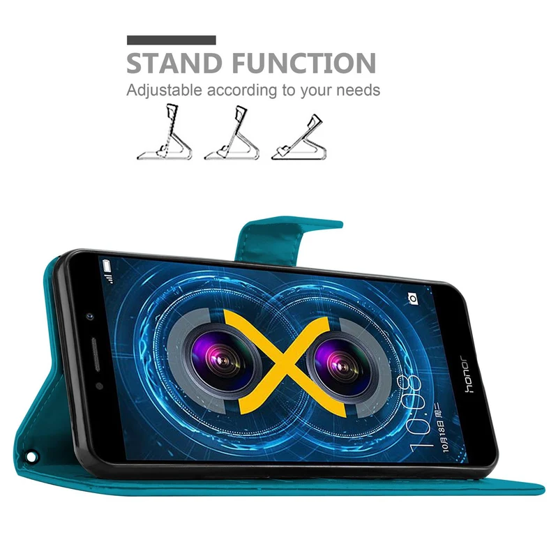 Cadorabo Hülle kompatibel mit Huawei MATE 9 LITE / GR5 2017 / Honor 6X Schutzhülle im Blumen Design mit Magnetverschluss, Standfunktion und Kartenfächern