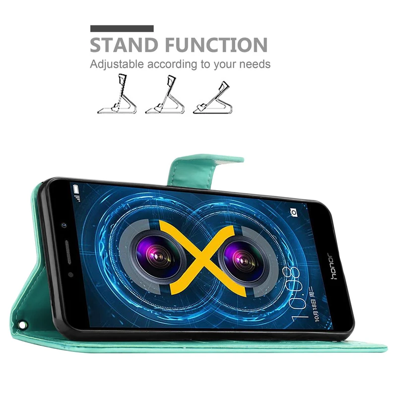 Cadorabo Hülle kompatibel mit Huawei MATE 9 LITE / GR5 2017 / Honor 6X Schutzhülle im Blumen Design mit Magnetverschluss, Standfunktion und Kartenfächern