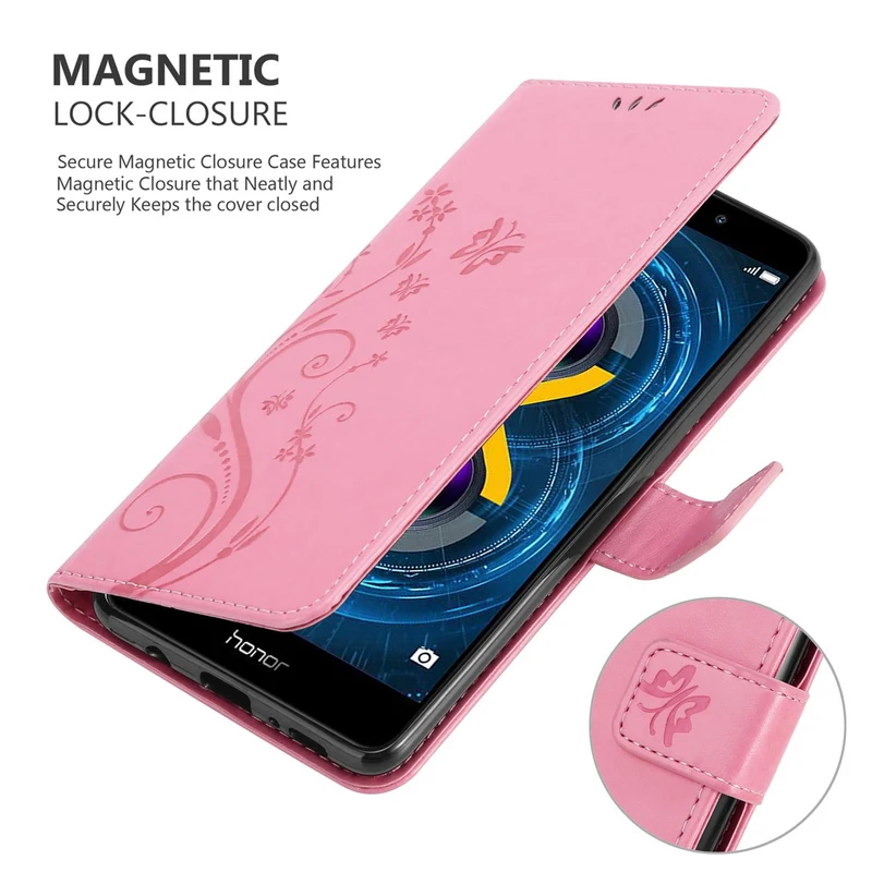 Cadorabo Hülle kompatibel mit Huawei MATE 9 LITE / GR5 2017 / Honor 6X Schutzhülle im Blumen Design mit Magnetverschluss, Standfunktion und Kartenfächern
