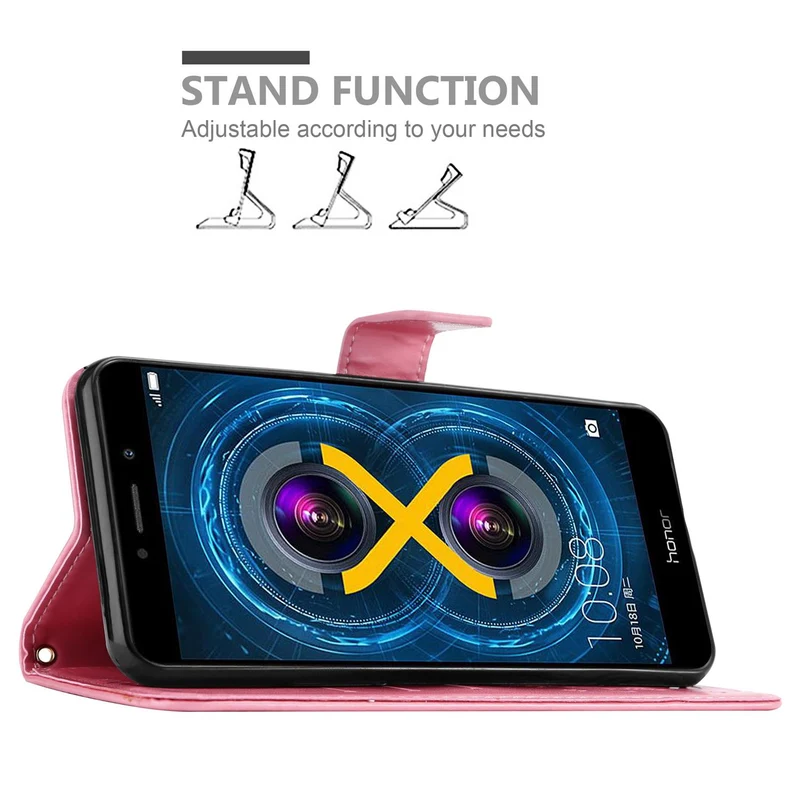 Cadorabo Hülle kompatibel mit Huawei MATE 9 LITE / GR5 2017 / Honor 6X Schutzhülle im Blumen Design mit Magnetverschluss, Standfunktion und Kartenfächern